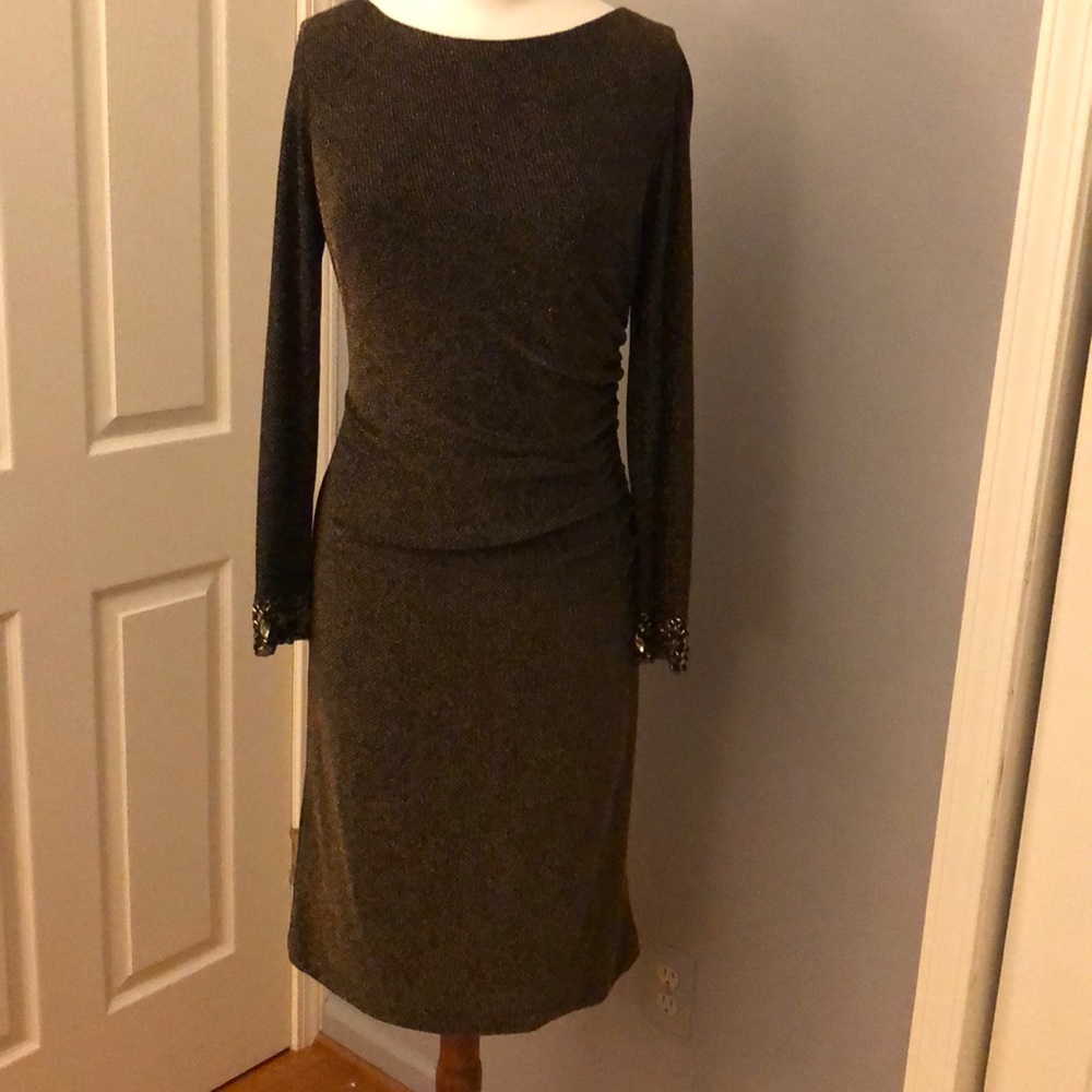 Dress with jeweled cuffs